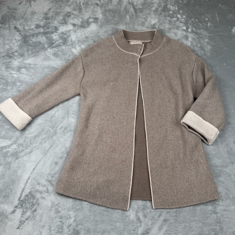 Benedetta B Cardigan Sweater Womens S Beige Merino Wool Cashmere Tight Knit